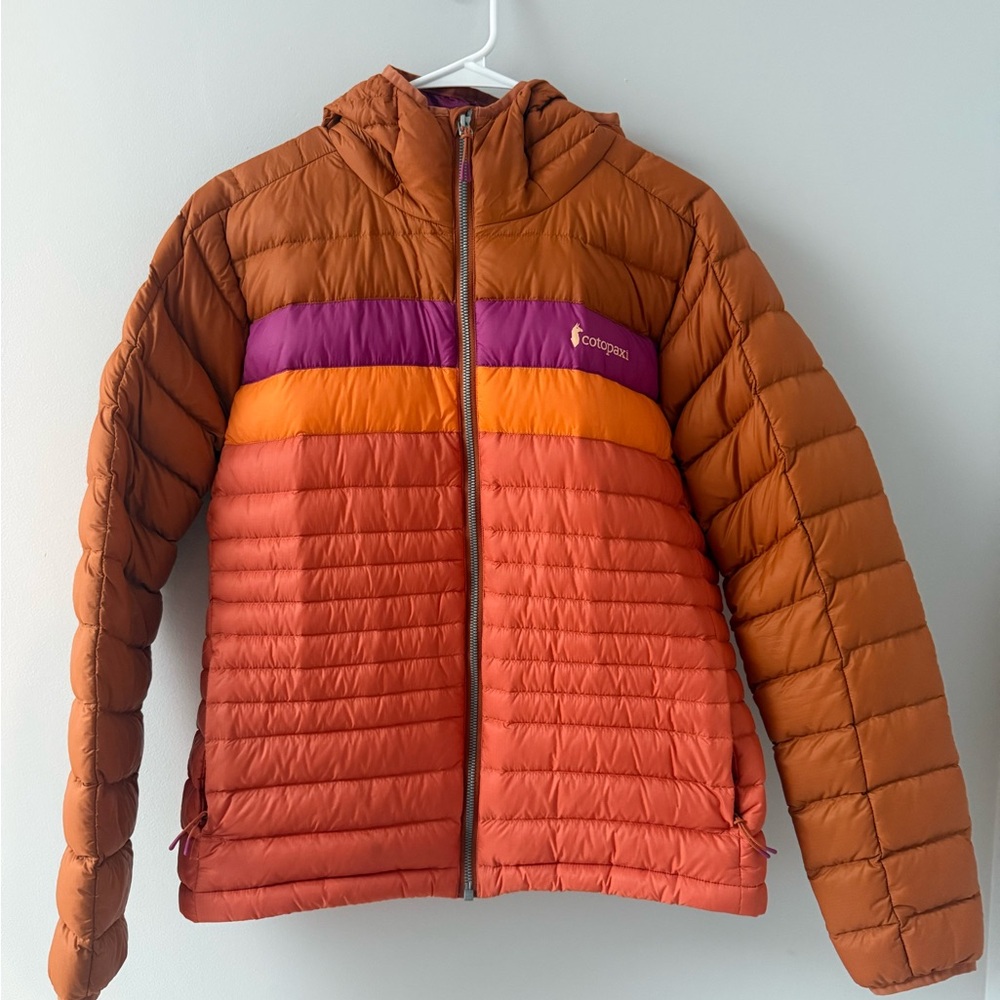 cotopaxi Orange, Purple & Yellow Colorblock Puffer Jacket